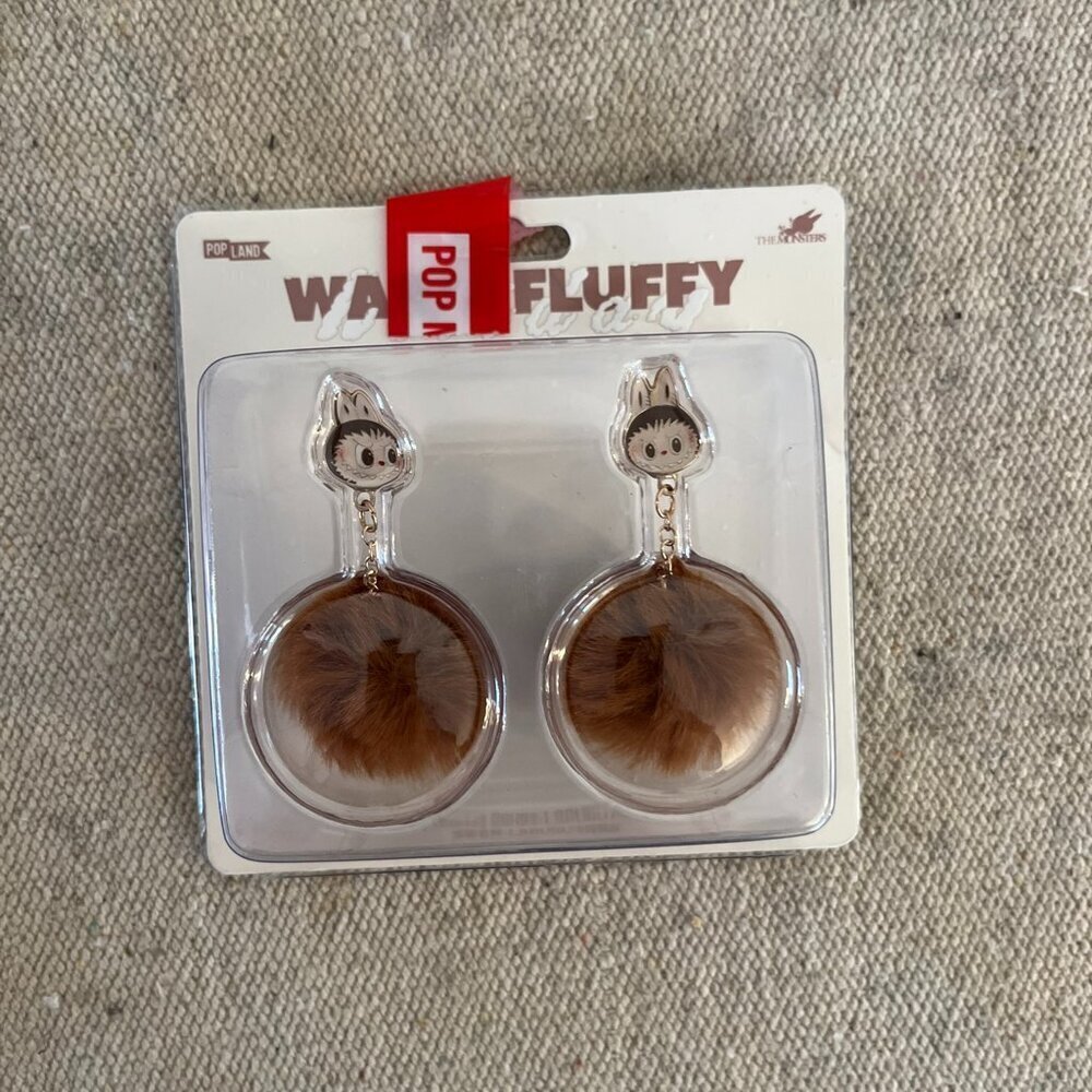 Pop Land Warm Fluffy Holiday Series LABUBU POMPOM Earrings